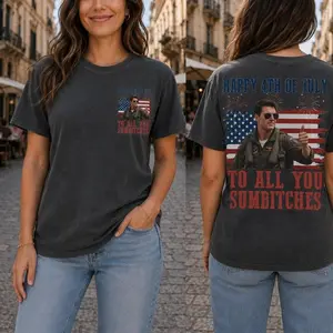 [FREE SHIP] Comfort Colors Happy 4th Of July To All You Sumbitches T-shirt, Maverick Tom Cruise Vintage America Tee, Retro USA Fighter Shirt