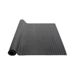 【Spotlight Day】VEVOR Diamond-Plate Rubber Flooring Roll, 3 mm x 4 ft x 15 ft Garage Floor Mat, SBR Rubber Garage Flooring Roll, Easy to Clean, Diamond Plate Rubber Mat for Under Cars, Garage Industry Gym, Black