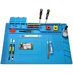Premium Silicone Soldering Mat - 932°F Heat-Resistant, 17.7in x 11.8in Large Anti-Static Magnetic Mat for BGA Soldering Iron, Workbench Repairs, Electronic Parts Fixes, Tools for Cell Phone Laptop Maintenance