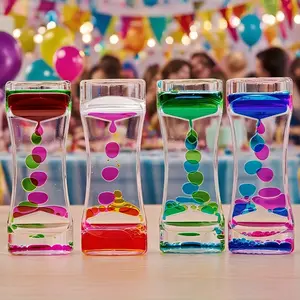 2pcs Set of Party Decorations And Supplies, Creative Acrylic Liquid Oil Hourglass, Office Home Desktop Ornaments, Hourglass Timer Water Drop Hourglass, Holiday Birthday Gifts, Two-Color Hourglass Crafts, Creative Home Decoration Oil Drop Art