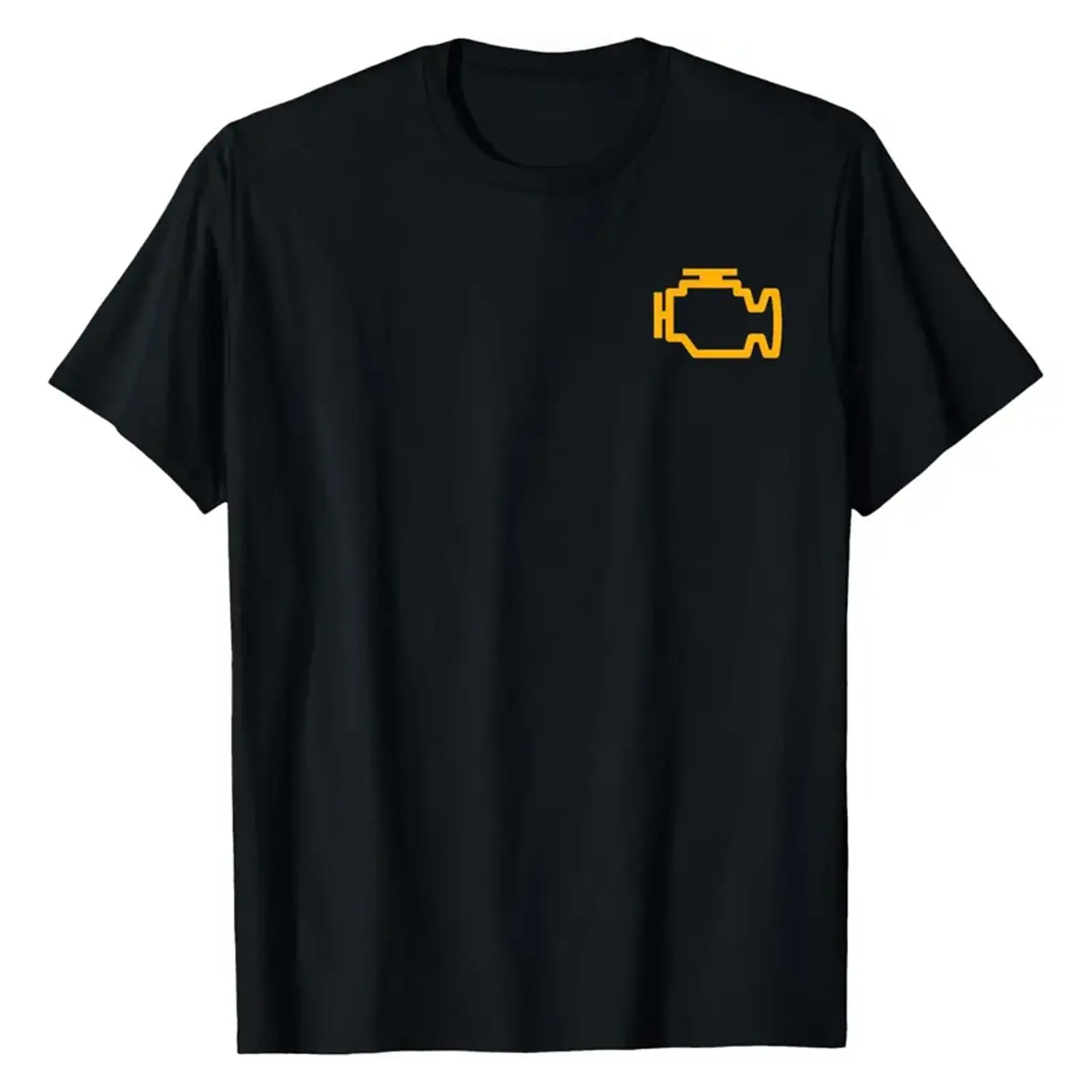 Check Engine Light Pocket Print T-Shirt,Car Enthusiast Mechanic Crew Neck Tee,Gift For Auto Lovers,Premium Soft Cotton Casual Tee