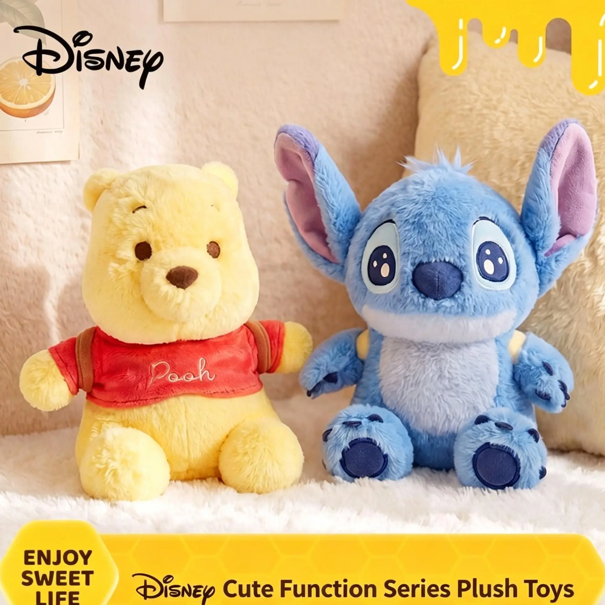 Disney Stitch Polyester Animated Functional Plush - Unisex Realistic Movable Stuffed Toy, Perfect Gift for Above 12 Fans, Back To School