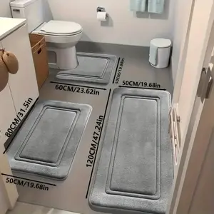 3-Piece Set Super Absorbent Bath Mats, Non-Slip Bathroom Rugs, Ultra Soft Comfortable Luxury Bath Towels, Water Absorbent Mat for Bathtub Shower Room Decor