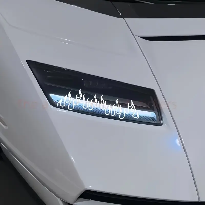 1SET ：Exclusive Dynamic Flame Headlight Sticker, Headlight Decals, Supercar Modification Style Personalized Body Decal, Car Stickers, Suitable for Sedans, Motorcycles, Bicycle Frames, Laptops, Skateboards, Helmets, Creative Line Scratch Cover Sticker