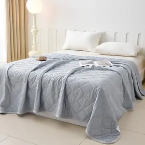 Summer Thin Air Conditioning Blanket, Pure Color Napping Cover, Single/double Person Quilt, 1 Count, Lightweight Breathable Blanket