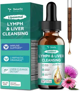 Totaria Strongest ''Lymph-Liver'' Cleanse Detox, Liposomal Organic Milk Thistle, Echinacea, Artichoke Lymphatic Drainage & Liver Repair Supplement with All Vitamins, 2 Fl.Oz