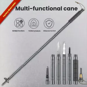 camp convenience portable stick telescopic outdoor survival canvas storage bag non-slip rubber base rhino  gear Lightweight Adjustable Trekking Pole trekking Telescopic Stainless Steel Hiking Stick 7-in-1 Tactical Trekking Stick-Retractable Folding Multi-
