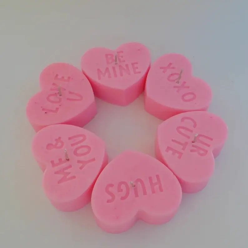 Sweetheart Shaped Scented Heart Candle - Vegan & Cruelty-Free, 100% Soy, Natural Ingredients, Sweetheart Candy-Inspired Design