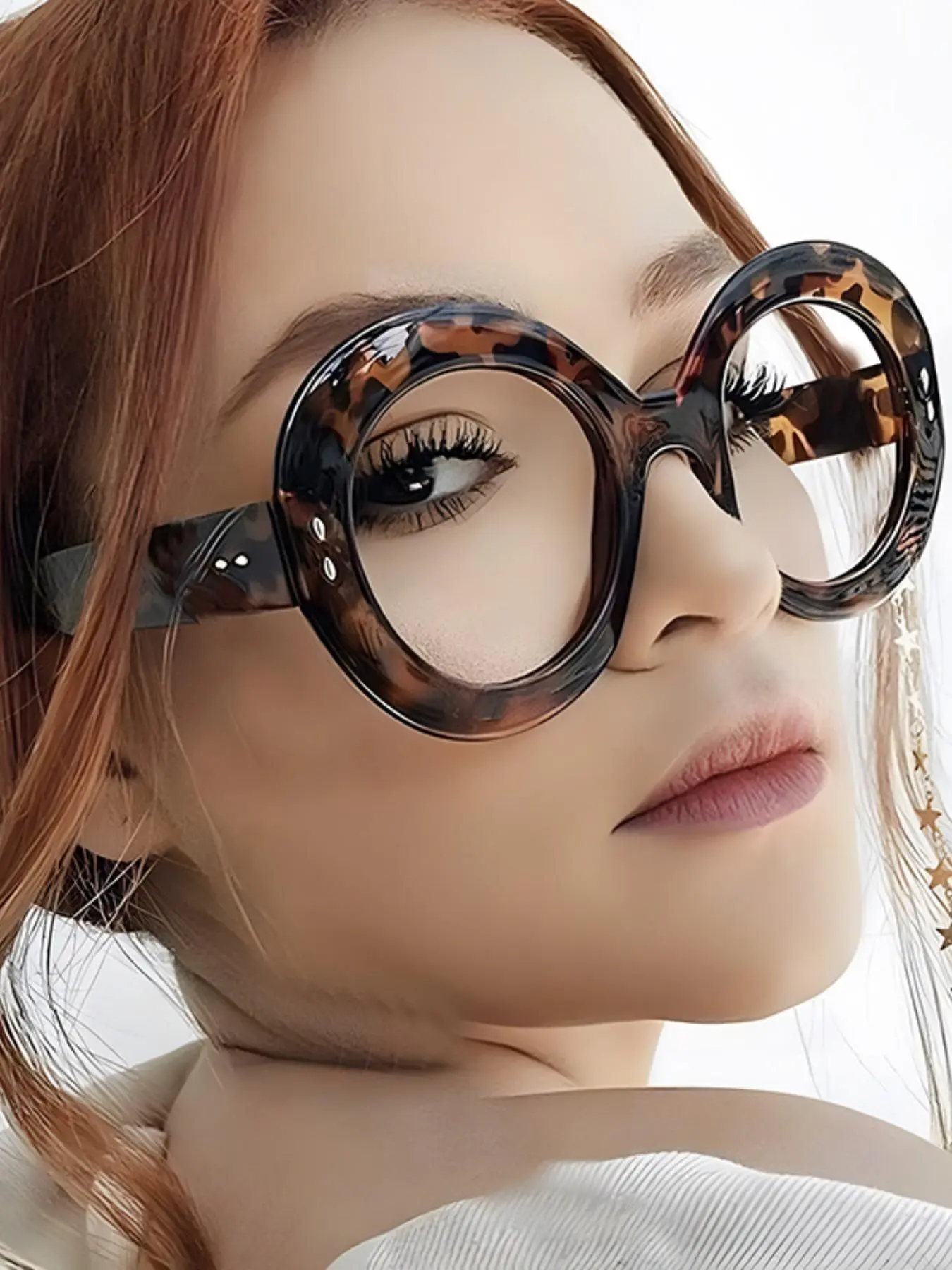 Women's Leopard Print Large Frame Eyeglasses, Trendy Casual Eyeglasses for Everyday Use, Fashion Accessories for Outdoor Activities, Leopard Pattern Eyeglasses, Trendy Casual Frames