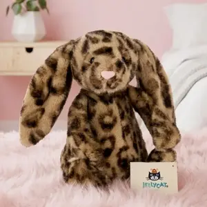 Jellycat Cobblehop Leopard Bunny Plush, Cute Stuffed Animal Doll, Gift for Her, Soft Collectible Bunny with Dust Bag, NWT