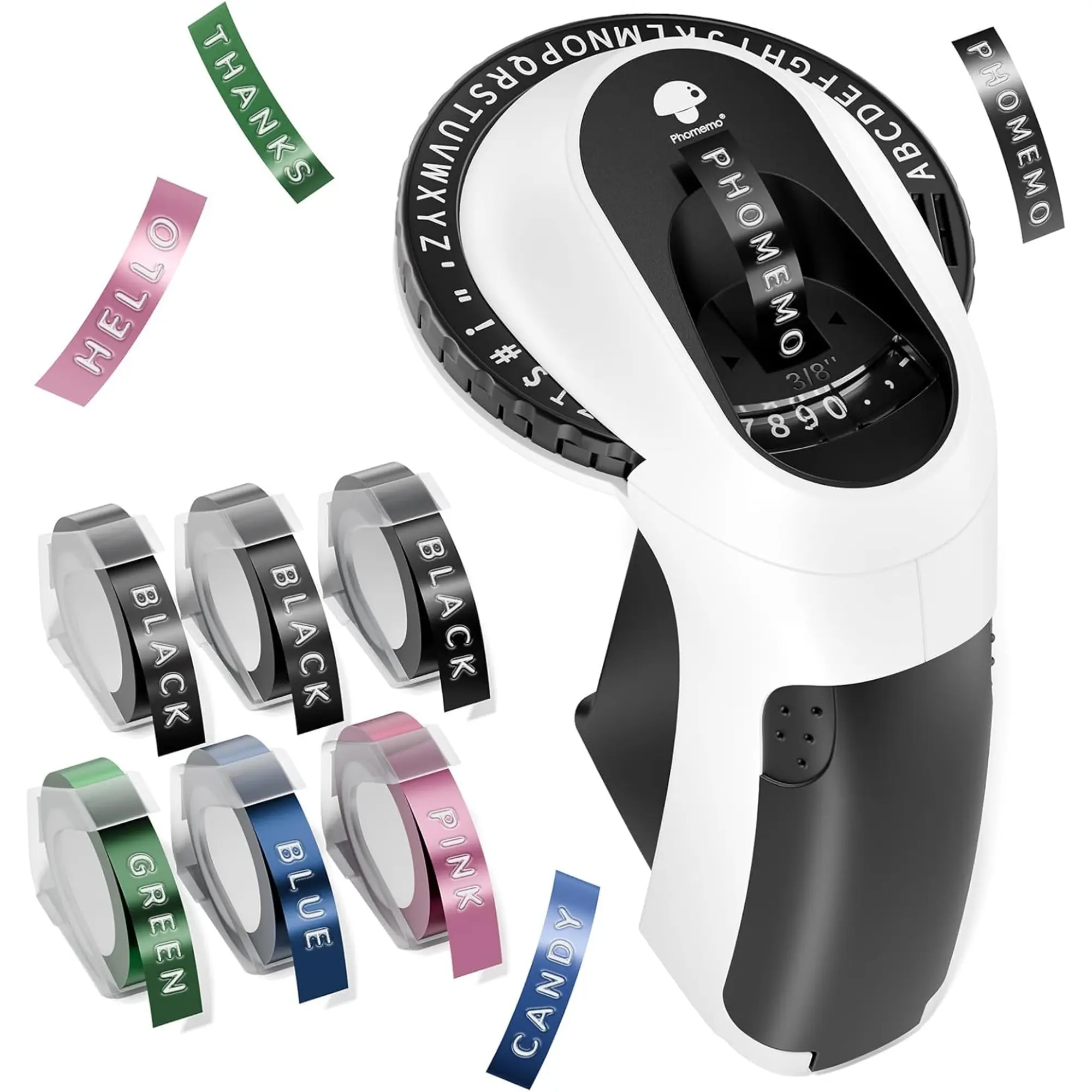 PHOMEMO E975-BK-US1-6SET Black Embossing Label Maker