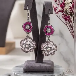 Paparazzi hook earrings with pink flowers of joy