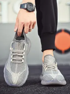 Men's Breathable Mesh Athletic Sneakers, Lightweight Shock-Absorbing Running Shoes for Daily Wear