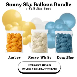 Sunny Sky Balloon Bundle - Amber, Retro White, Deep Blue - Sizes 5"- 12"- 18"