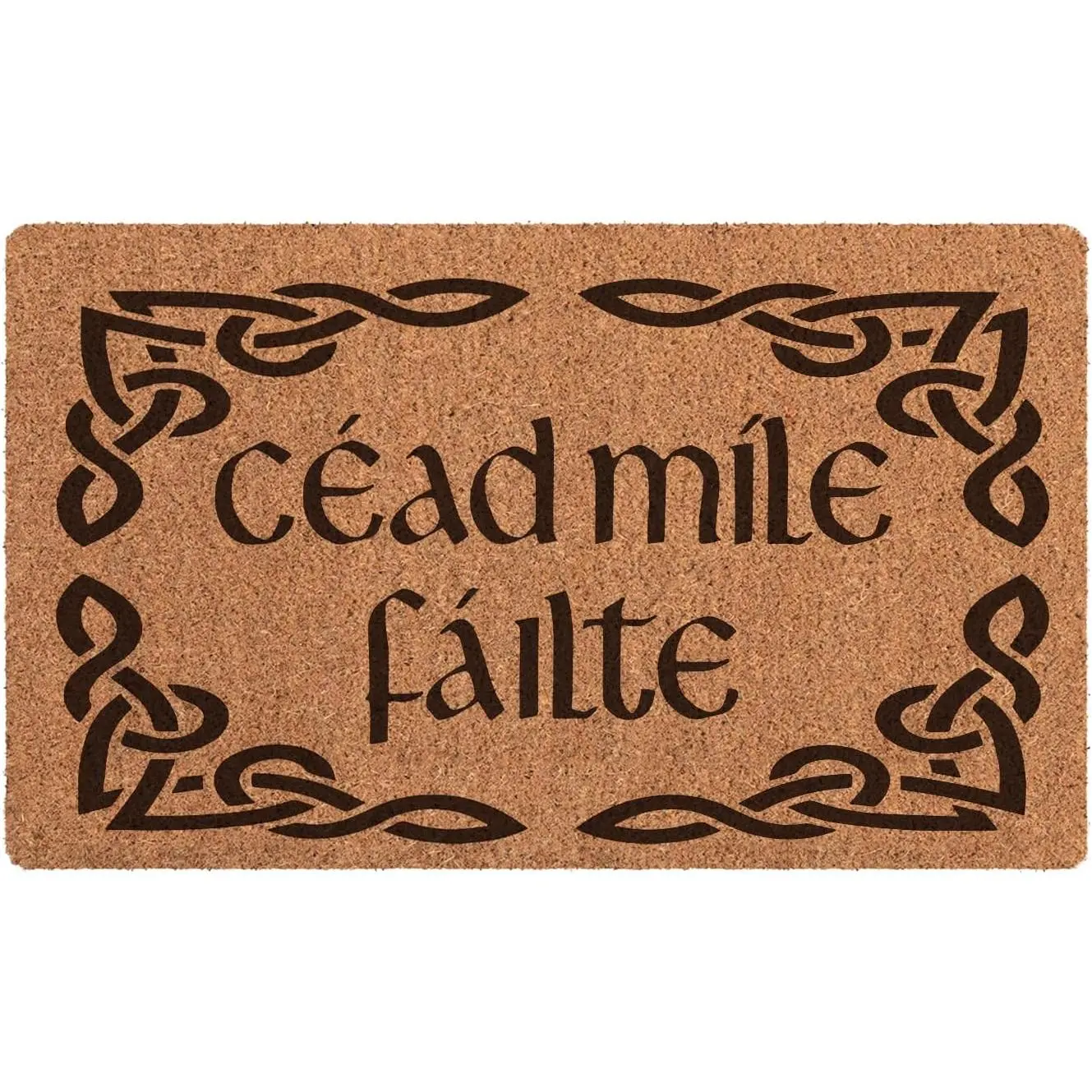 Scottish Coir Doormat, Scottish Gaelic Welcomes Doormat, Cead Mile Failte A Hundred Thousand Welcome Mats for Front Door, Door Mat Outside Entrance, 17x30 Inch