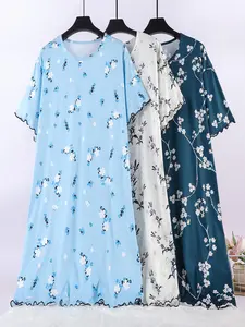 3-Pack Summer Short Sleeve Sleepwear, Loose Fit Floral Print Pajamas, Comfortable Casual Home Wear, Elderly & Mom, Womenswear