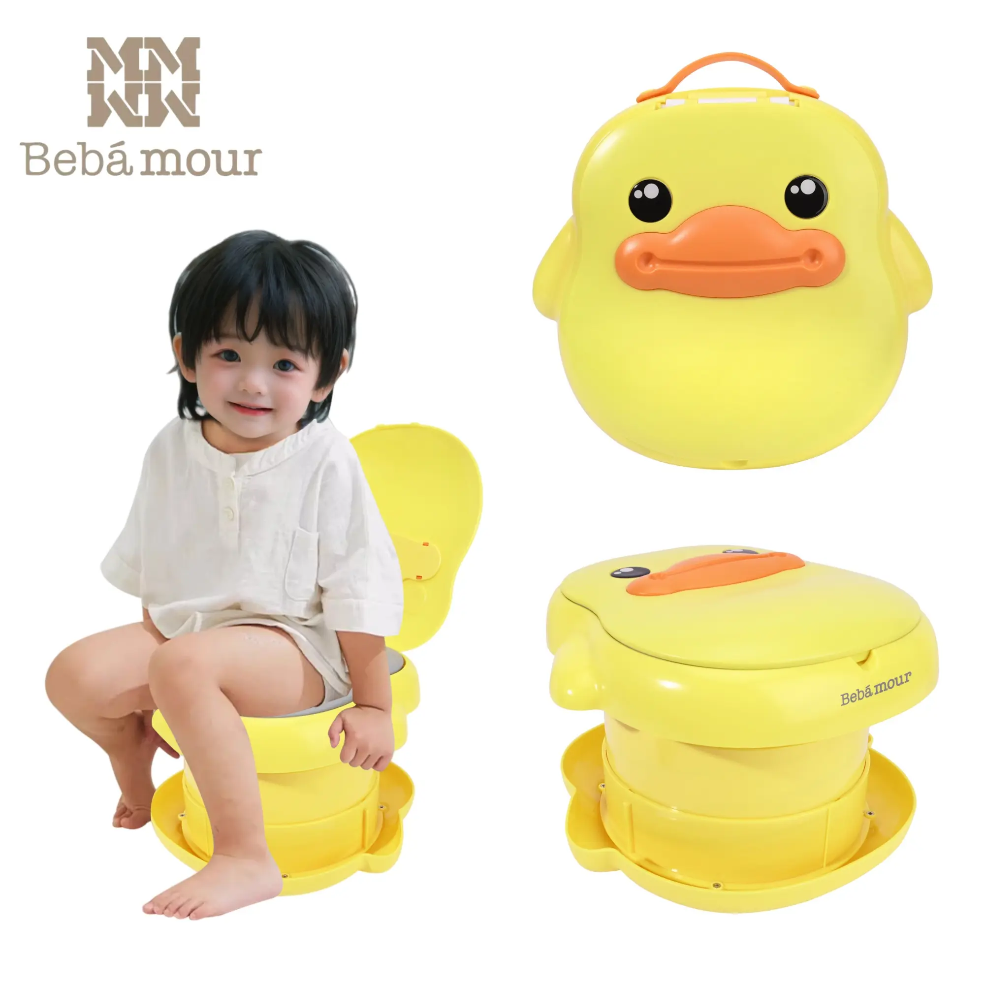 BEBAMOUR Portable Travel Potty for Toddlers, Foldable Potty Training Toilet Seat with Liners & Storage Bag, Emergency Potty for Car Travel, Camping & Outdoor Use