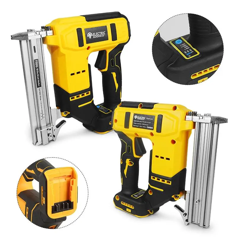20V Brushless Cordless Nail Gun, Electric Goddess F30 10-30mm Wireless Finish Nailer Compatible with Dewalt 20V Battery, Handheld Electric Nail Gun for Wood Framing, Furniture Assembly, with 1 Battery, Charger & Nails