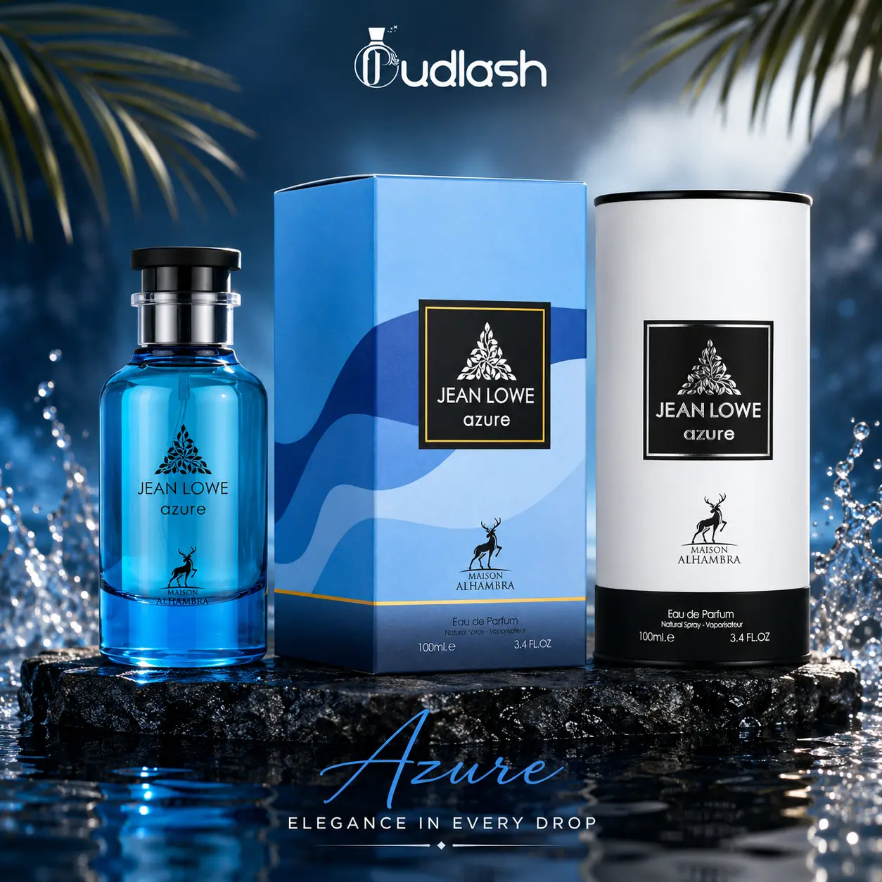 Maison Alhambra | Jean Lowe | Azure | Unisex Fragrance | Citrus Spicy | Eau de Parfum | 100 ML/3.4 oz Single Item with Bergamot, Mandarin, Ginger, Orange Notes