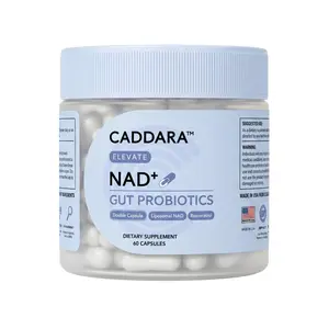 Caddara Elevate Liposomal NAD+ 250mg Trans-Resveratrol 50mg Capsules & Gut Probiotics, Double Capsule, Advanced Cellular Energy Support, 60 Capsules
