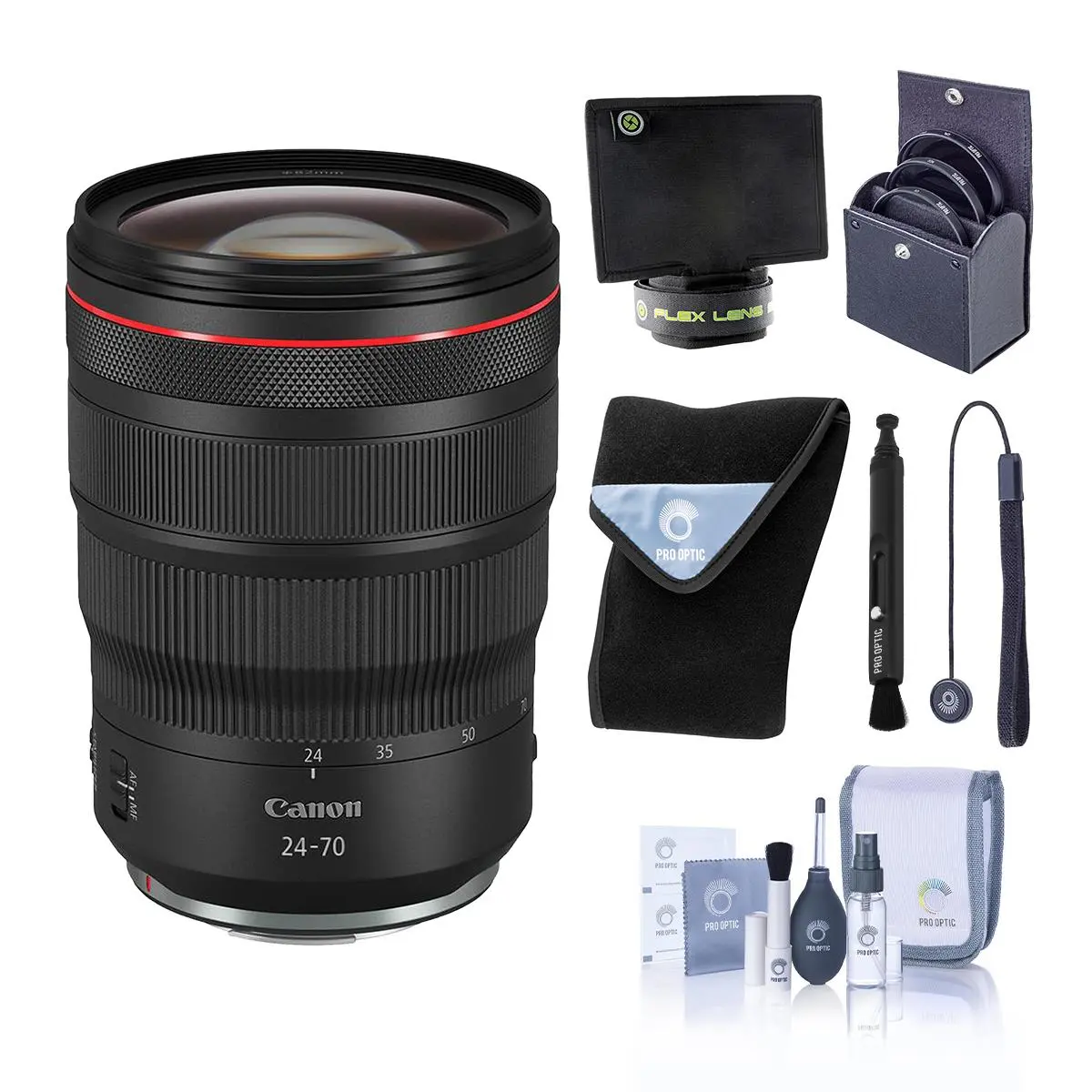 Canon RF 24-70mm f/2.8 L IS USM Lens, Bundle with 82mm FIlter Kit, Flex Lens Shade, Cleaning Kit, Lens Cleaner, Lens Wrap, Lens Cap Tether