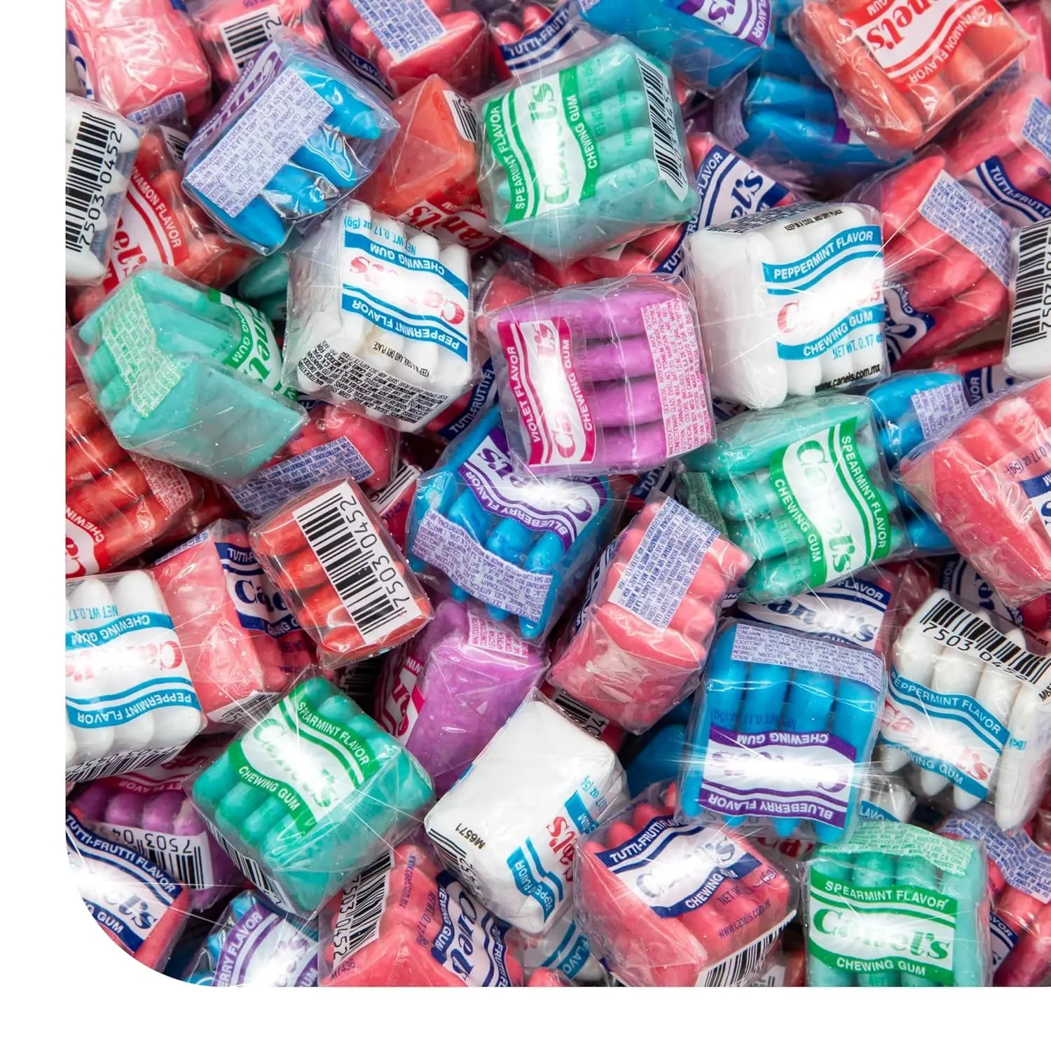 Mexican Original Chewing Gum - 90 Mini Packs - 1 Pound Bag - Assorted Flavors Individually Wrapped Gum Bulk - Spearmint, Tutti-Frutti, Cinnamon, Blueberry & Violet