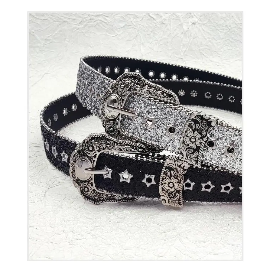 Unisex Sequin Rhinestone Decor Waist Belt - Elastic Band Western Outfit Women Accessory, Casual Modern Waistband for Jeans, Rhinestone Decor Belt