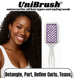 Holics Beauty UniBrush Universal Brush for All Hair Types Detangles Enhances Curls Lightweight Travel Friendly Black
