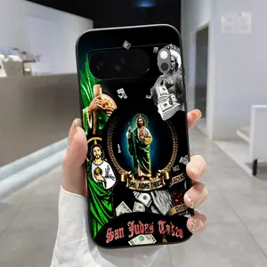 Saint Judas Wealth Pattern Rounded Edge Phone Case for Google Pixel 10 9 XL 8 7 Pro A Shockproof Full Camera Protection Durable Slim Liquid Silicone Cover Smartphone Casing