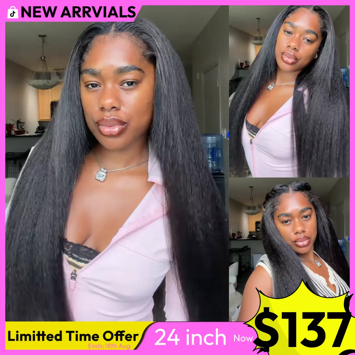 [Blend Natural]UNice Upgrade V Part Glueless Kinky Straight Human Hair Wig with Drawstring No Leave Out Beginner Friendly Easy to Install Summer Wig SummerArrvials #SoHoChic #TikTokShopBackToSchool