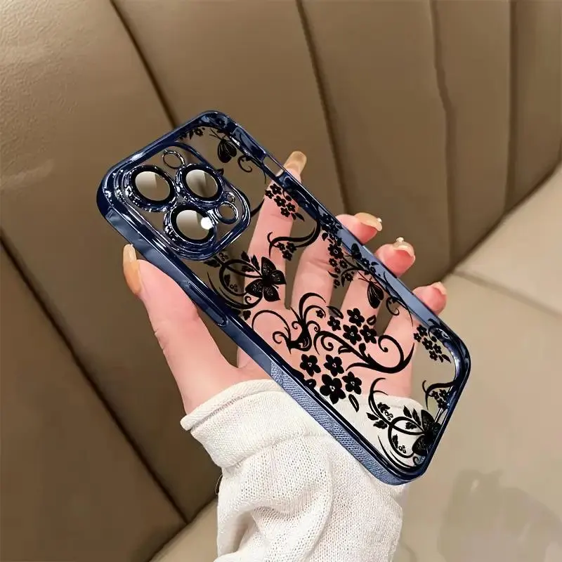 Transparent Vine Flower Design High-Quality TPU Phone Case - Protective Accessory for iPhone 17 Air/16 Plus/15 Pro Max/14 Pro/13/12/11, Ideal Birthday Gift for Teenagers, Fits Smartphones/Cellphones/Handheld Devices | JTDDTPU10, Accessories, Casing