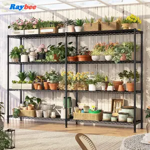 Raybee Shelf 5-Tier Adjustable Twin Shelves 1400 lbs Wire Shelving Unit for Storage Rack Heavy Duty Garage Metal Shelf Pantry Kitchen, Black/Chrome