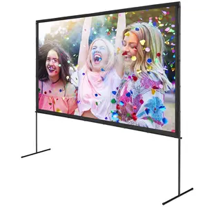 【fathersdaygift】VEVOR Projector Screen with Stand, 150 inch 16:9 4K 1080 HD Outdoor Movie Screen with Stand, Wrinkle-Free Projection Screen with Tripods and Carry Bag, for Home Theater Cinema Backyard Movie Night