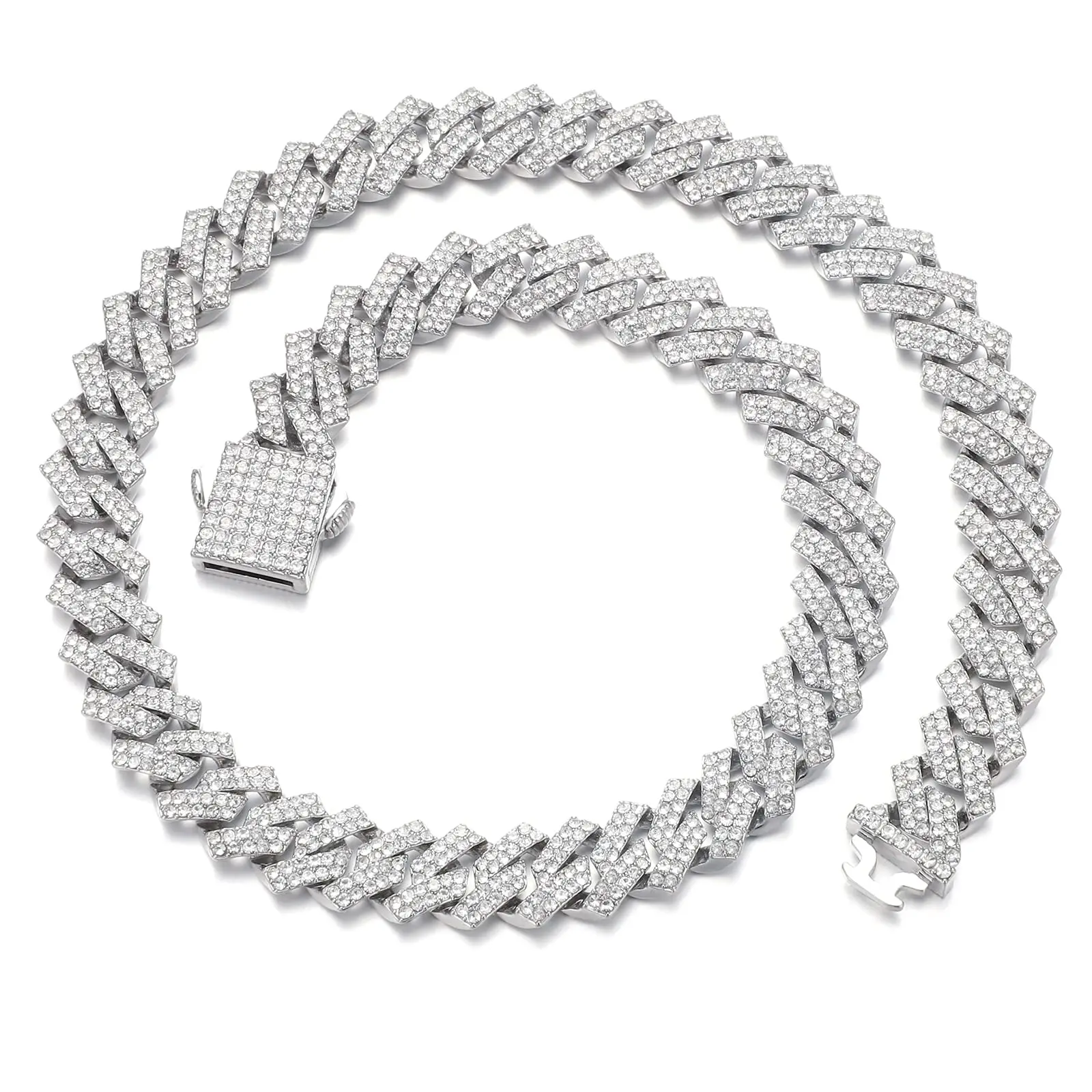 Mens Cuban Link Chain Iced Out Silver Miami Cuban Necklace Bling Diamond Chain Hip Hop Jewelry with Gift Box for Women, Jewelry For Women, Accessories Adults, Diamond Necklaces,back to school,back to school haul
