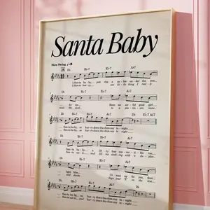 Santa Baby Print, Vintage Christmas Song Poster, Retro Sheet Music Printable, Santa Claus Wall Art, | Framless Poster A