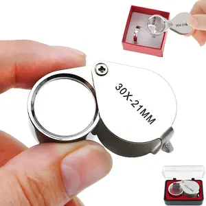 30X Jewelers Loupe Magnifier, Foldable Pocket Magnifying Glass, Portable Jewelry Eye Loop for Jewelers, Gems, Diamonds, Plants, Coins
