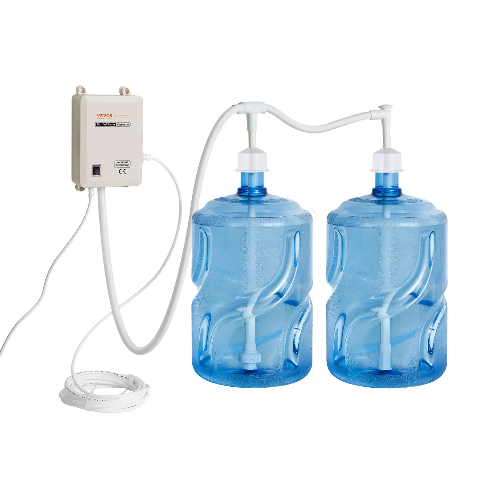 【summerfinds】VEVOR Bottled Water Dispenser Pump System, 2x5 Gallon Dispensing System, Automatic Electric Water Dispenser, Double-Pipe Water Jug Pump, Compatible Use with Coffee/Tea Machine, Refrigerator, Ice Maker,home essentials
