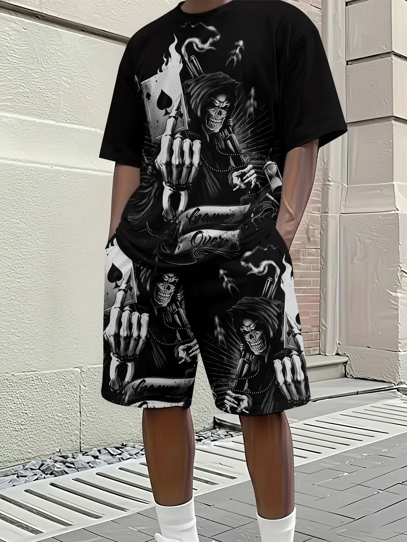 Men's 3D Digital Print Two-Piece Set, Outfit, 2pcs Trendy Fashion, Retro Casual Style, Breathable Sportswear, Menswear, Perfect Holiday Gift