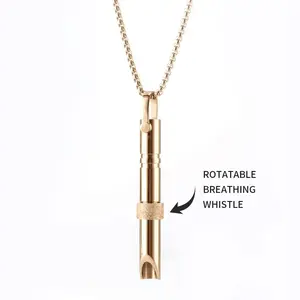 Whistle Titanium Steel Accessories Mindfulness Pendant Necklace Regulating Breathing Relaxation Tube Pendant Jewelry