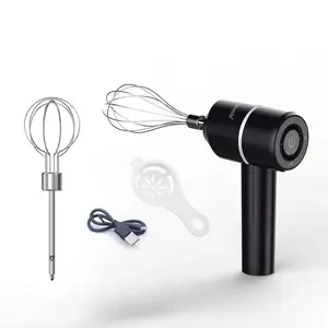 Cordless Hand Mixer, Electric Whisk, Portable Kitchen Mixer, USB Rechargeable Handheld Electric Mixer with 3-speed Suitable for Kitchen Baking and Cooking