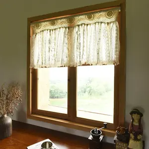 Shabby Chic Lace Handmade Cotton Crochet Kitchen Valance 30x16 Inch Cream Country Cottage Cafe Curtain for Bedroom Kitchen Wedding Decor