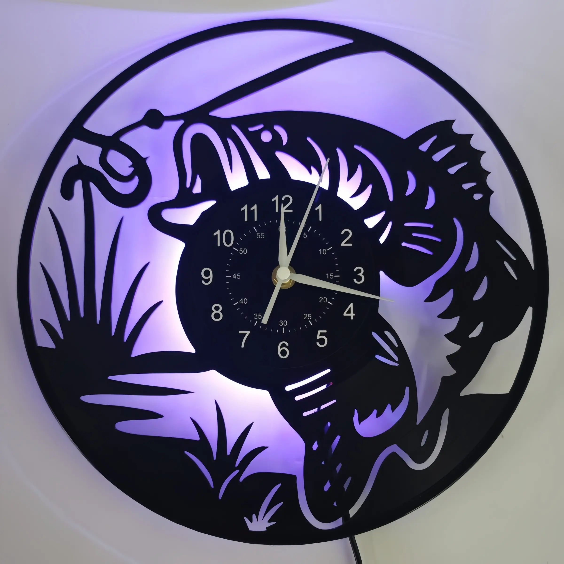 Fish Theme Vinyl Wall Clock, Decorative Innovative Design, Home Decor, Suitable for Living Room, Kitchen, Bedroom, Perfect Gift, Sangtai6168s Model, Creative Decorative Clock, Kitchen Clocks