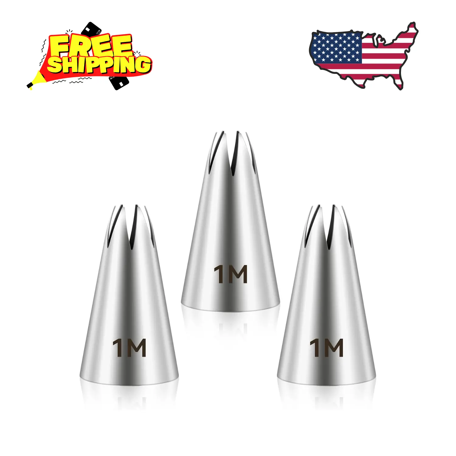 3pcs 1M Cake Piping Tips, Decorating Supplies, Nozzles