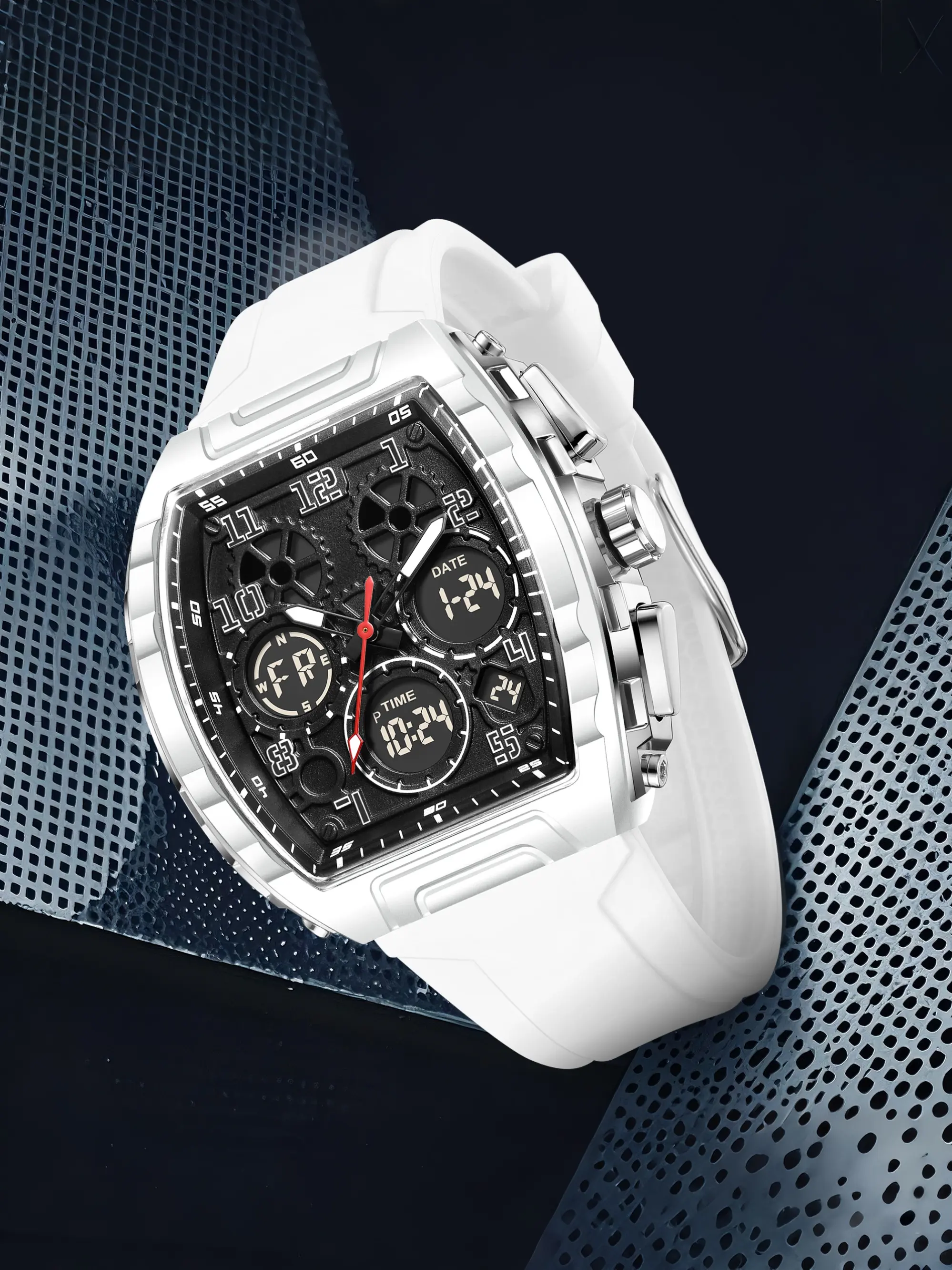 Foxbox Sporty Dual Display Watch for Men & Women, Analog-Digital Quartz Movement, Blue Band, Perfect Gift for All Seasons