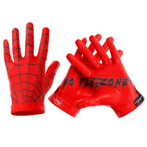 No Fly Zone; Red Web/ Ultra Grip Football Premium Gloves Sports Gear