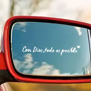 3PCS/SET Car Rearview Mirror Stickers in Spanish with 'With God, All Things Are Possible' Mirror Decals, Waterproof Christian Accessories for Cars, Suitable for Laptops, Window Stickers, Truck Car Decal, Automotive Decals