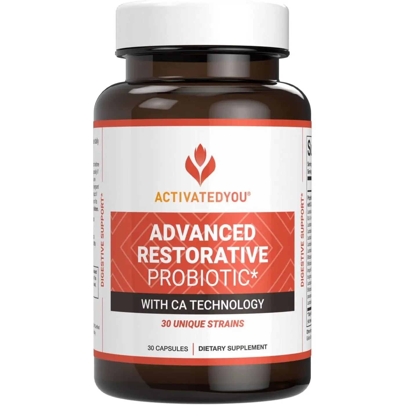 ACTIVATEDYOU Advanced Restorative Probiotic for Daily Use- 30 Strain Digestive Gut Health & Immune Function Support- Acidophilus Supplement for Radiant-Looking Skin (30 Capsules)