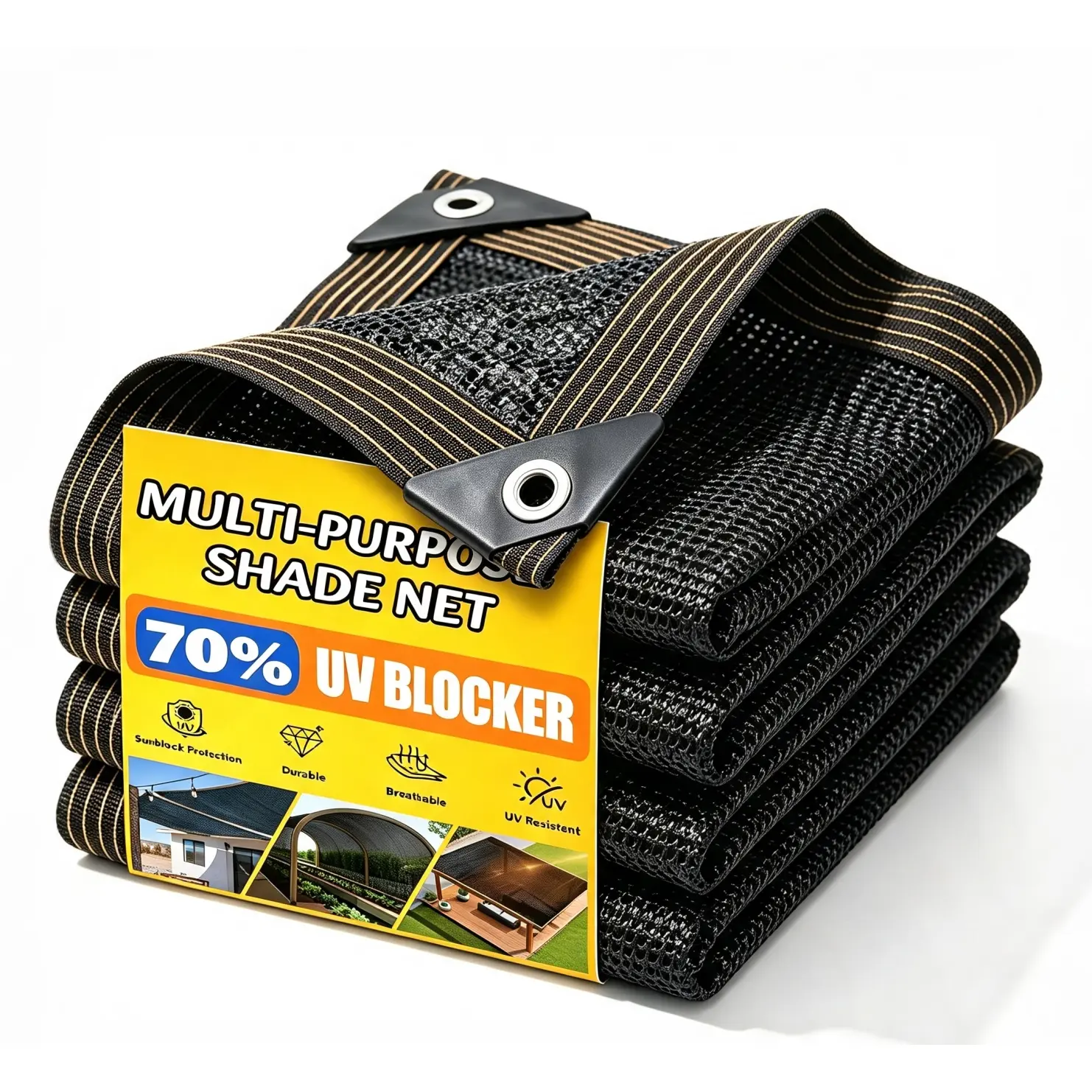 70% Sun Shade Cloth, 10x20FT Shade Net Mesh Tarp with Grommets, Black Sunblock Cover for Outdoor Patio Plants, Pergola, Greenhouse, Chicken Coop, Backyard, Balcony