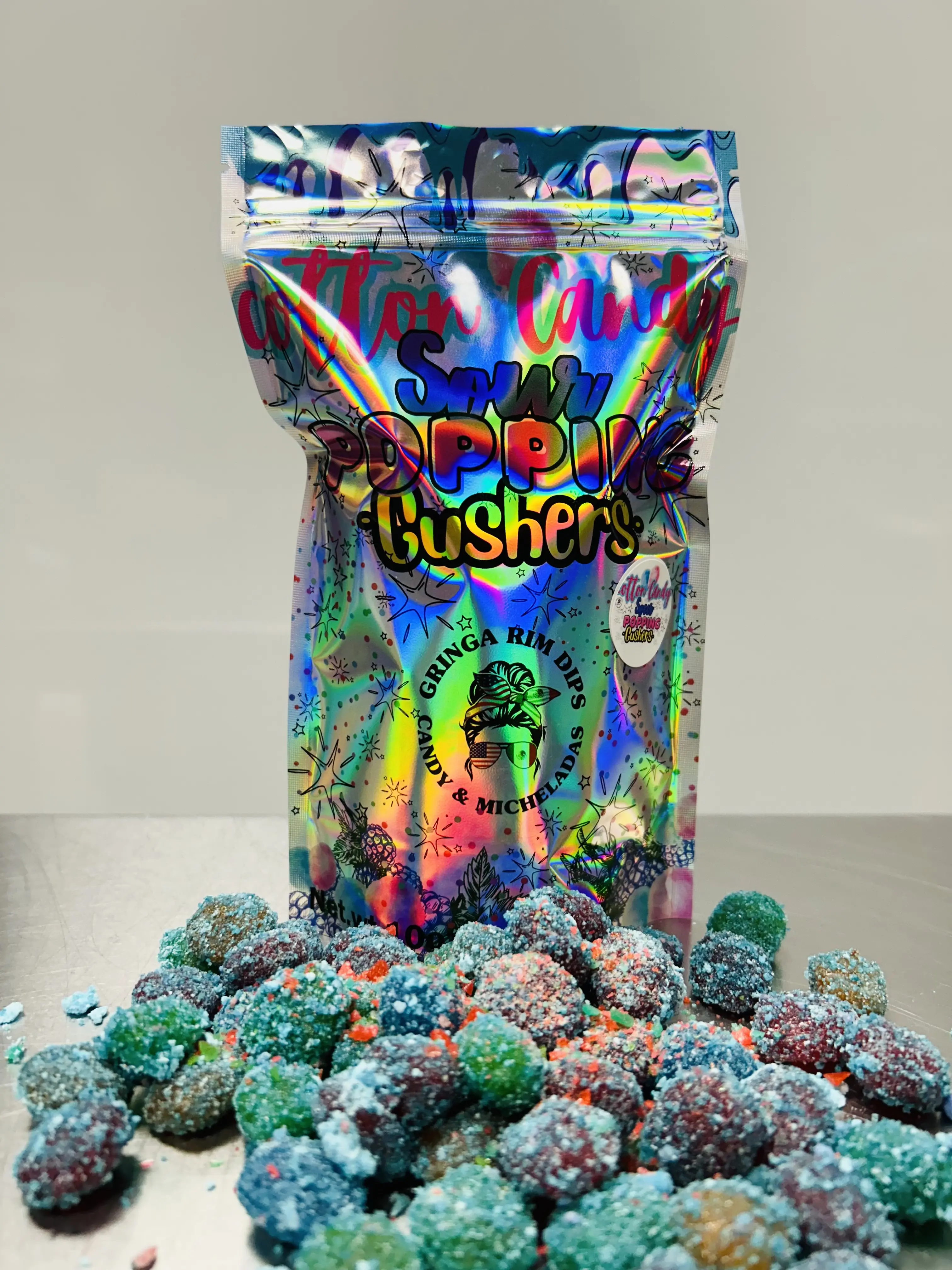 Gringas Sour cotton candy popping gushie