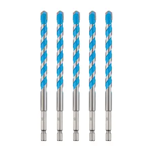1/ 2inch Concrete Drill Bit Set and Masonry Drill Bit Set, Anti-Vibration Hex Shank Impact Drill Bit Set Suitable for Glass/Brick/Plastic/Cement/Tile, Industrial Strength Carbide Drill Bit Tip 1/ 2inch Pack of 5